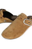 Ansley Slide In Brown Suede & Black Shearling